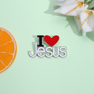Épingles en émail I Love Jesus en stock <span class=keywords><strong>Phrase</strong></span> personnalisée avec broches en forme de coeur Badges de revers pour col de chemise Cadeau de bijoux <span class=keywords><strong>simple</strong></span> pour enfants Amis - Product Image 2