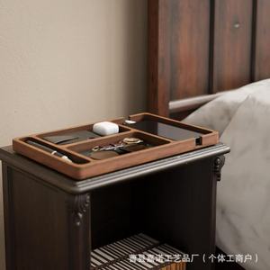 Solid Wood Desktop Organizer Tray With Compartments For Phone Glasses <b>Watch</b> Pen And Earbuds <b>Rectangular</b> Storage Box For Office - Product Image 3