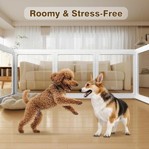 Corral de Juego Personalizado de HDPE y Acrílico para Mascotas, 90 cm de Altura, Fácil de Montar, Corral Transparente de Acrílico para Perros, Jaula para Gatos, Perrera para Cachorros y Conejos, para Interiores - Product Image 4