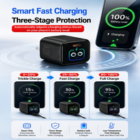 Chargeur mural USB C PD 45W GaN à charge rapide, prise pliable, adaptateur secteur compact pour ordinateur portable, téléphone, tablette, montre