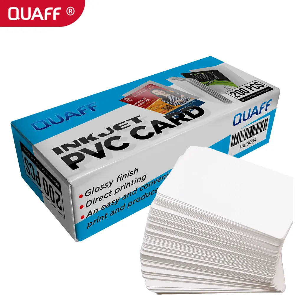 QUAFF Tarjetas de PVC en blanco 86*54mm 200 hojas de plástico blanco ID Badge Tarjetas de visita Fit ID Badge para impresoras de inyección de tinta L8050 L8058