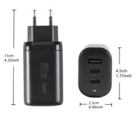 Chargeur PD 85W GaN 3-en-1, adaptateur USB-C à charge rapide, compatible avec les ordinateurs portables Apple, garantie de 3 mois