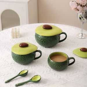 Mug créatif style citrouille et avocat, plusieurs tailles, mug à café avec cuillère en céramique, emballage en boîte, pour cadeau, usage quotidien - Product Image 5