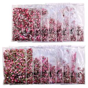 Yantuo 3D Nail Strass Super Bling Pink Back Rose & Golden Base Crystal White Rhinestones Hecho de vidrio Premium - Product Image 3