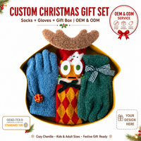 Chaussettes de Noël en fourrure avec logo personnalisé |   Motif Argyle en Chenille Confortable |   Cadeau de fête pour les fêtes de fin d'année |   Certifié Oeko-Tex