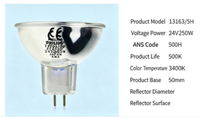 Reflector de Tipo Liso de 50 mm para 13163/5H ELC/5H 24V 250W GX5.3 500H 3400K. Hecho en China