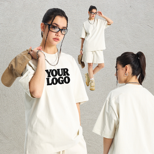 Camiseta básica de manga corta de 275 g/m², diseño de patchwork, logotipo personalizado, fabricación de camisetas, algodón puro, corte holgado, unisex. - Product Image 1