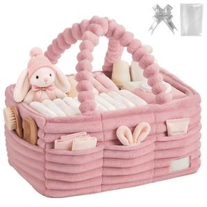 Organizador de Pañales para Bebé Personalizado con Divisores Extraíbles, Cesta de Almacenamiento de Felpa para Guardería, Fabricante - Product Image 1