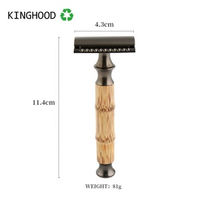 Ecofriendly-afeitadora de bambú para hombre, logo grabado, usada - Product Image 2