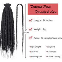 Extensions de dreadlocks synthétiques noires de 24 pouces, fines, faites à la main, style reggae, extensions de locs, cheveux au crochet hippie pour femmes et hommes