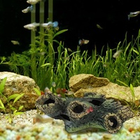 Décoration d'aquarium en résine écologique, paysage artificiel, roches en bois flotté recouvertes de mousse, abri pour crevettes et poissons