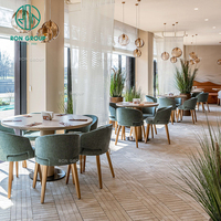 Ensemble de meubles Ron Group, table ronde moderne en bois pour café et restaurant, chaises en tissu avec structure en bois