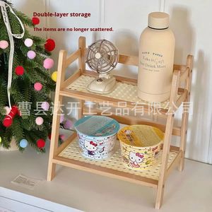 Wooden Multi Tier Desktop <b>Shelf</b> Storage Organizer Rectangle Standing Type For Kitchen Bathroom <b>Bedroom</b> - Product Image 2