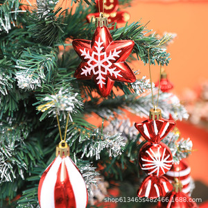 Piccoli ornamenti esagonali in plastica con motivo plastico placcato per sfera di natale di <span class=keywords><strong>Capodanno</strong></span> stampati UV rosso zucchero filato - Product Image 3