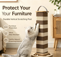 Griffoir pour chat résistant à l'usure, sans perte de fibres, en carton ondulé épais haute densité, avec noyau remplaçable, colonne griffoir durable pour chat