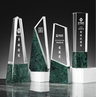 Noble diamant cristal marbre Base décoration trophée prix personnalisé 3d envie Logo cristal trophée pour cadeau d'affaires