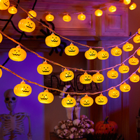 Guirlande lumineuse LED d'Halloween avec citrouille, fantôme, chauve-souris et mini-fées, pour une décoration d'ambiance