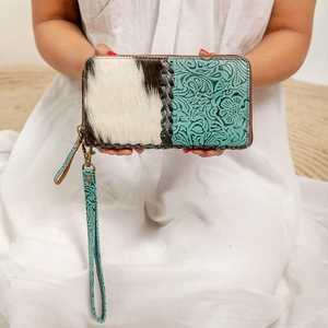 Fashion Women's Genuine Leather Purse Wallet High Quality <b>Long</b> Design Female Clutch <b>Bag</b> with Landscape Pattern - Product Image 4