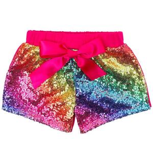 Hot Sale Girl <b>rainbow</b> Shiny <b>Sequin</b> Baby Shorts Charming Colorful Baby Shorts - Product Image 1
