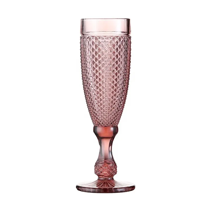 New Design colored stem wine glass Pressed drinking glass For Wedding