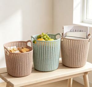 Cesta Multifuncional de Plástico Imitación Ratán, Cesta Hueca para Almacenamiento en Escritorio, Cocina, Baño y Ducha - Product Image 5