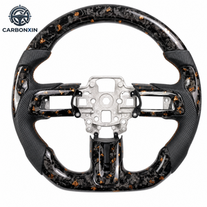 Volant sport en cuir rouge et fibre de carbone forgée rouge, très demandé, compatible avec Ford Mustang 2015-2023 - Product Image 1