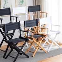Chaise de Réalisateur Pliante en Bois Premium, Cadre en Bois Massif Portable avec Siège et Dossier en Toile Noire pour Utilisation Intérieure et Extérieure