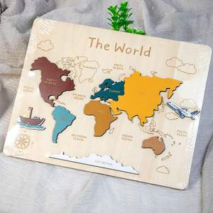 Rompecabezas del mundo personalizado de madera Mapa Montessori Edición de Geografía de madera <span class=keywords><strong>para</strong></span> niños - Product Image 6