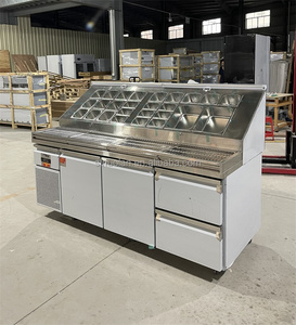 Tủ lạnh công nghiệp hai cửa, máy nén kép, thiết bị làm lạnh thương mại, tủ chuẩn bị pizza, bàn chuẩn bị pizza 92, tủ lạnh sandwich đặt dưới quầy - Product Image 4