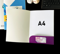 Carpeta de papel A4 personalizada con fondo blanco Carpeta de contrato impresa A4A5 Carpeta de inserción Folleto DE INFORMACIÓN Cubierta de cuero de vaca