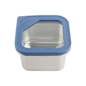 Contenedor de Alimentos Rectangular de Acero Inoxidable de 550 ml con Tapa de Plástico Azul Hermética a Prueba de Fugas, Lonchera de un Solo Compartimento - Product Image 2