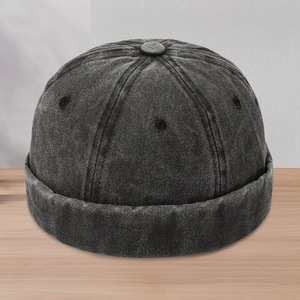 Casquette Docker en coton <span class=keywords><strong>d</strong></span>élavé vintage, sans visière, style baseball, unisexe, réglable, rétro, casquette de type 'landlord', casquette hip-hop, casquette 'skullcap', casquette '<span class=keywords><strong>melon</strong></span>' pour hommes - Product Image 3