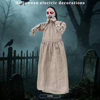 Décoration d'Halloween : Petite jupe grise suspendue, fantôme électrique effrayant pour fête, maison hantée, aménagement de scène