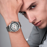 Montre-bracelet automatique mécanique de luxe pour homme, de haute qualité, avec cadran à aiguilles, boîtier en acier inoxydable, étanche 100 m, vente en gros
