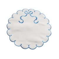 Set de table moderne en lin brodé à la main motif vague 40x40cm, lavable, résistant à la chaleur, écologique, durable, personnalisable Yunrou Home