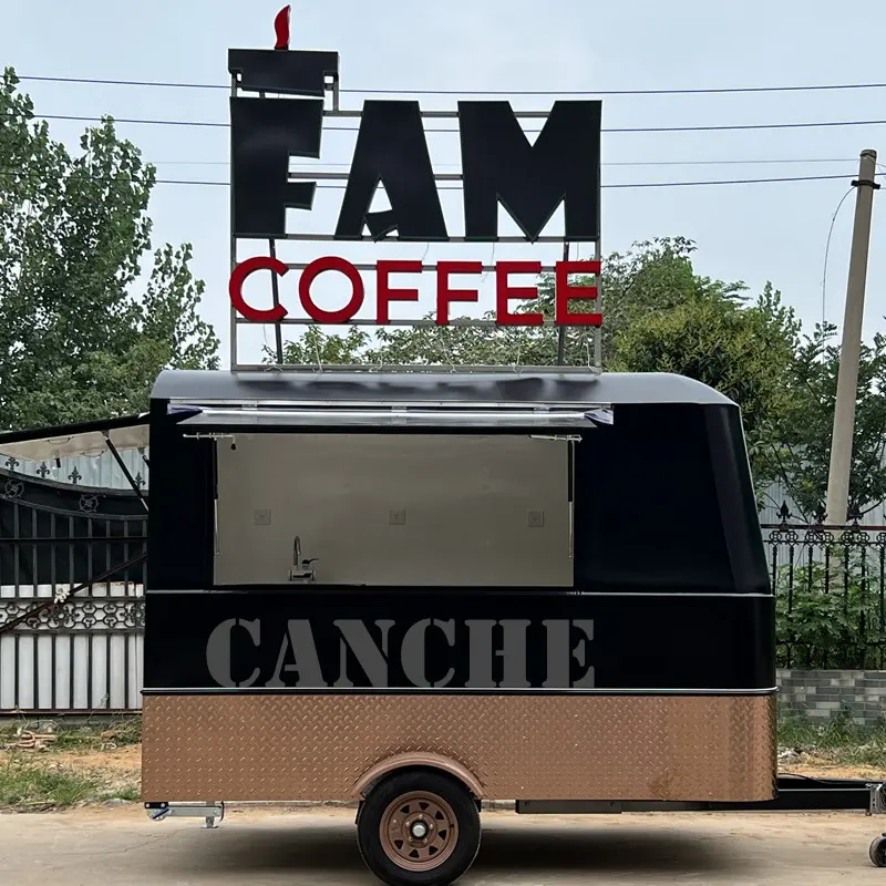 O reboque móvel do alimento da rua com cor branca personaliza a forma/um ternos do reboque do alimento do tamanho pequeno café do cavalo Bartending móvel