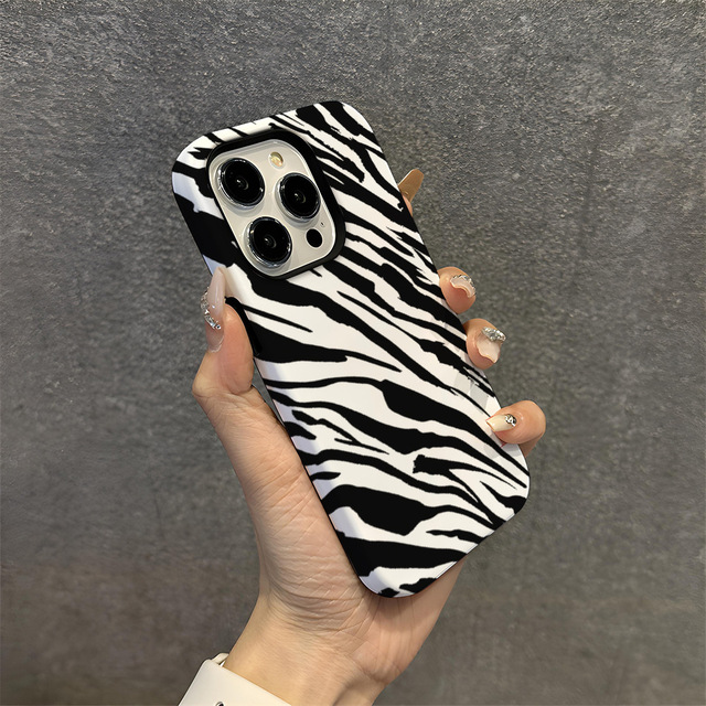 Wholesale Hot-Selling for iPhone 16 Pro Max Double-Layer Shiny Matte Case with Zebra Pattern Phone Cover