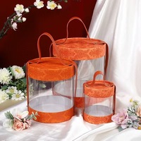 Boîtes de rangement rondes en PVC transparent personnalisées, boîtes d'emballage pour cadeaux de mariage, biscuits, avec poignée