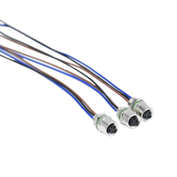 Conector Circular M8, 3 pines, soldadura codificada, conector hembra de montaje en Panel, conector de Cable impermeable con fijación trasera Industrial