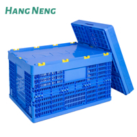 Caisse en plastique pliable pliable bleue 600*400*210mm pour la logistique logistique recyclable mobile de légume de fruit de transport logistique