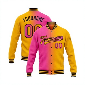 Custom Gradient Windproof Polyester/Cotton 140g Varsity <b>Jacket</b> Men's <b>Reversible</b> Fleece Baseball Custom Name Number Sublimation - Product Image 1