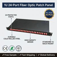 Panel Patch Fiber Optik 1U 19 Inch Rackmount 24 Port dengan Laci Geser ODF Splice Distribution Frame untuk SC LC FC S