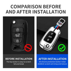 Housse de clé de voiture de luxe en alliage de zinc et silicone, anti-chute, anti-brouillage, pour <span class=keywords><strong>Hyundai</strong></span> - Product Image 3
