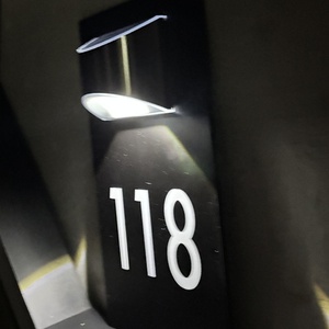 Modern Solar Powered Hot Selling Home Decor POD Acrylic Solar Doorplate Metal Printing <b>Light</b> House Number Sign - Product Image 2