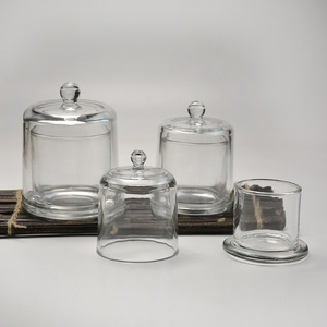 Luxury <strong>Decorative</strong> Multiple Color Glass Candle <strong>Jar</strong> With Bell Cloche Dome Glass Cover Lid for Wedding Decor - Product Image 6