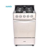 Four à gaz autonome Xunda 50*50cm en acier inoxydable commercial à 4 brûleurs CKD/CBU, cuisinière à gaz multifonctionnelle à 4 brûleurs avec four