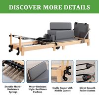 Cama de Pilates de Alta Calidad, Multifuncional, Ajustable y Telescópica, Fabricada en Madera de Arce, para Uso Comercial en Estudios de Salud y Bienestar