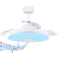 Ventilateur de plafond intelligent LED RGB avec haut-parleur musical, pliable, design moderne, pour salon, avec télécommande Wi-Fi DC