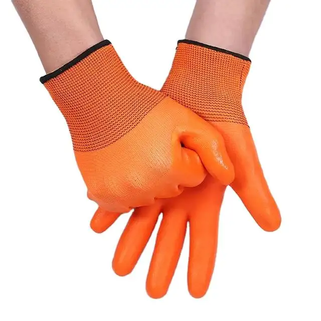 Guantes de seguridad para jardinería de alta calidad Algodón Pvc Caucho Impregnado Varios tamaños Nylon Forrado para el trabajo