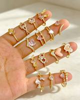 Cincin Wanita Model Ramping Multi-desain, Dapat Ditumpuk, Berlapis Emas, Kristal Enamel, Dapat Disesuaikan, Hadiah Liburan